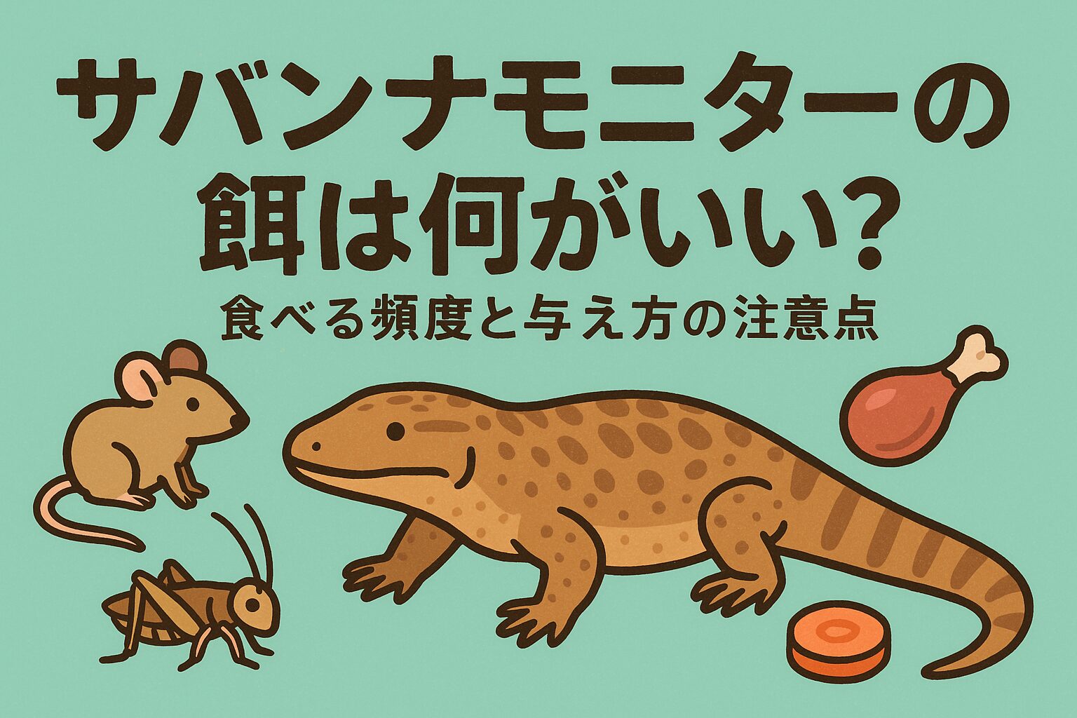 サバンナモニターの餌は何がいい？食べる頻度と与え方の注意点