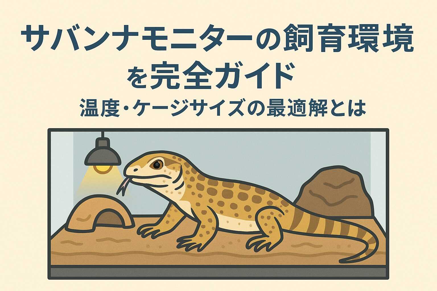サバンナモニターの飼育環境を完全ガイド｜温度・ケージサイズの最適解とは